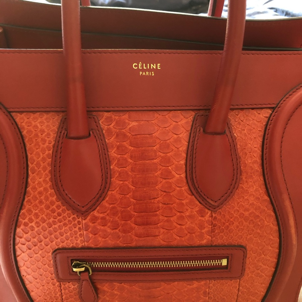 Red Python & Leather Celine Mini Luggage - Picture 8 of 8